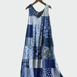 Kék Patchwork Mintás Ruha