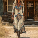 Maria - Hosszú Ujjú Vintage Inspirációjú Kényelmes Ruha