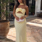 Maxi Halter Ruha Rózsaszín Corsage-gal