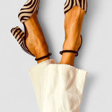 Zebrina - Közepes sarkú szandál zebra mintával