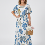 Nathalie | Rövid ujjú maxi ruha kerek nyakkal