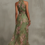 Livia | Elegáns Virágmintás Maxi Halter Ruha
