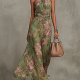 Lidia | Elegáns Virágmintás Maxi Halter Ruha
