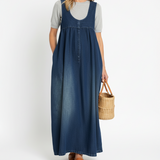 Kamila - Vintage koptatott farmer maxi ruha